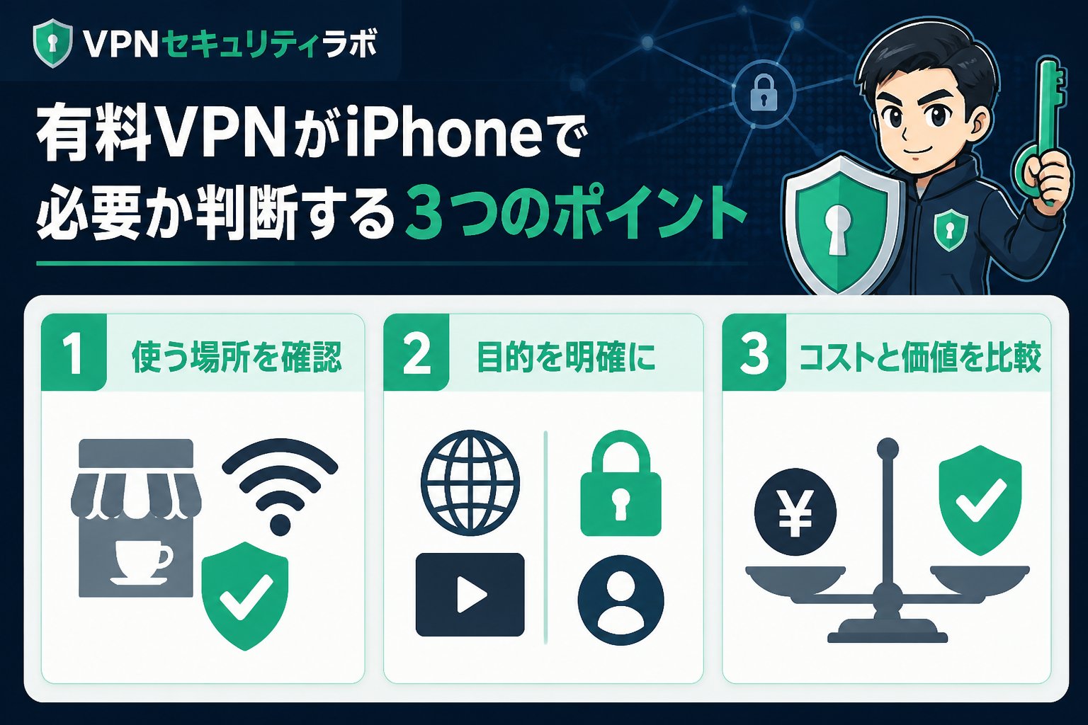 VPN比較 有料VPNがiPhoneで必要か判断する3つのポイント