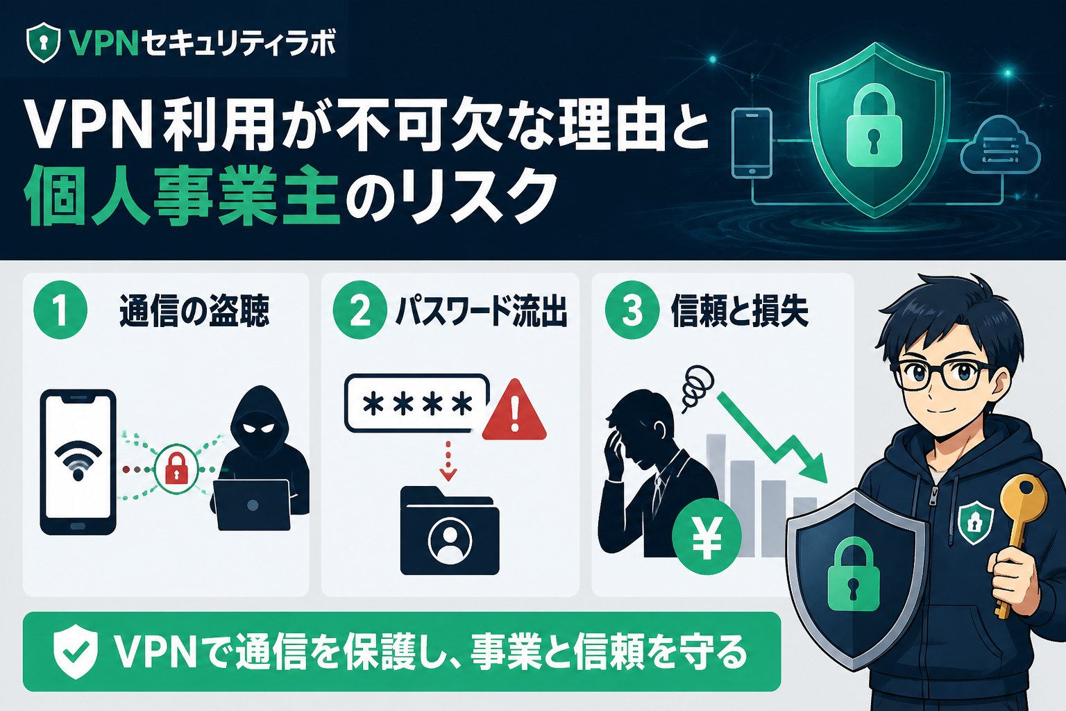 セキュリティ VPN利用が不可欠な理由と個人事業主のリスク