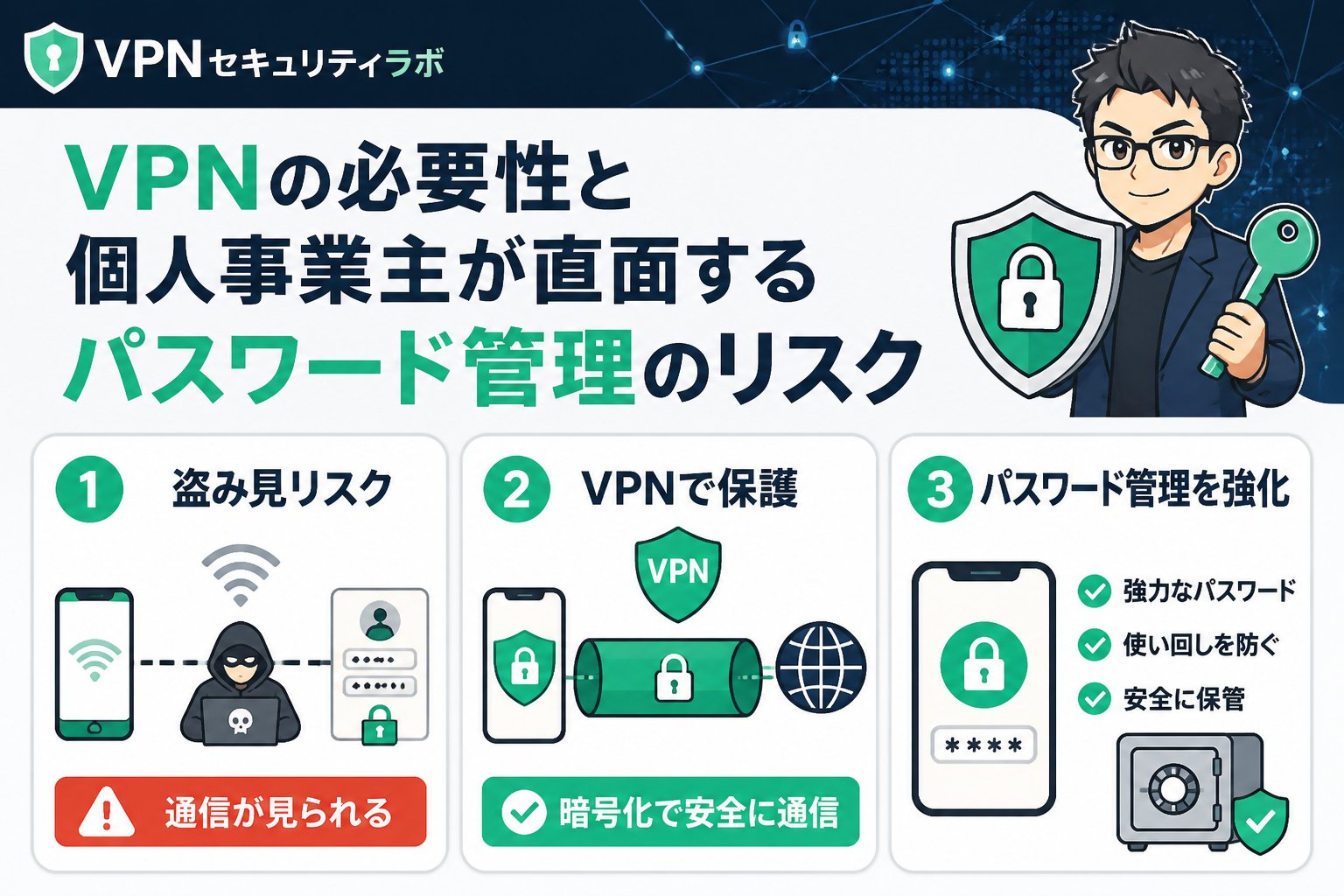 セキュリティ VPNの必要性と個人事業主が直面するパスワード管理のリスク
