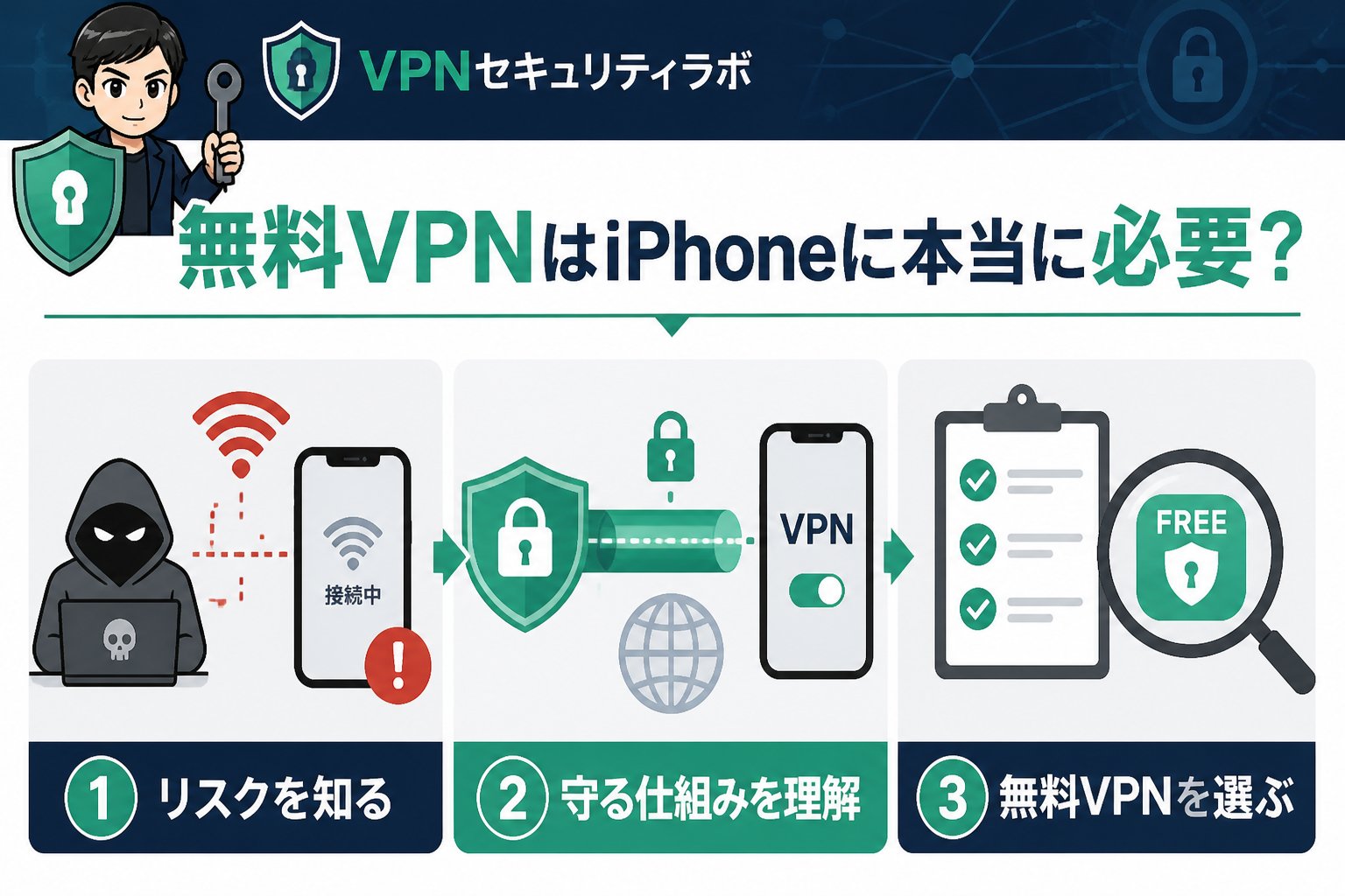 VPN比較 無料VPNはiPhoneに本当に必要?利用で考えるリスクと対策