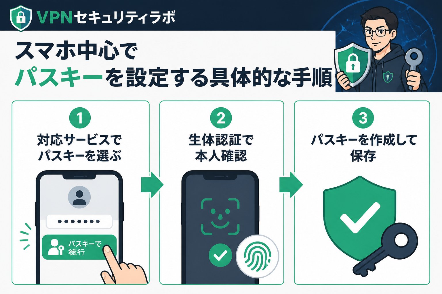 セキュリティ スマホ中心でパスキーを設定する具体的な手順