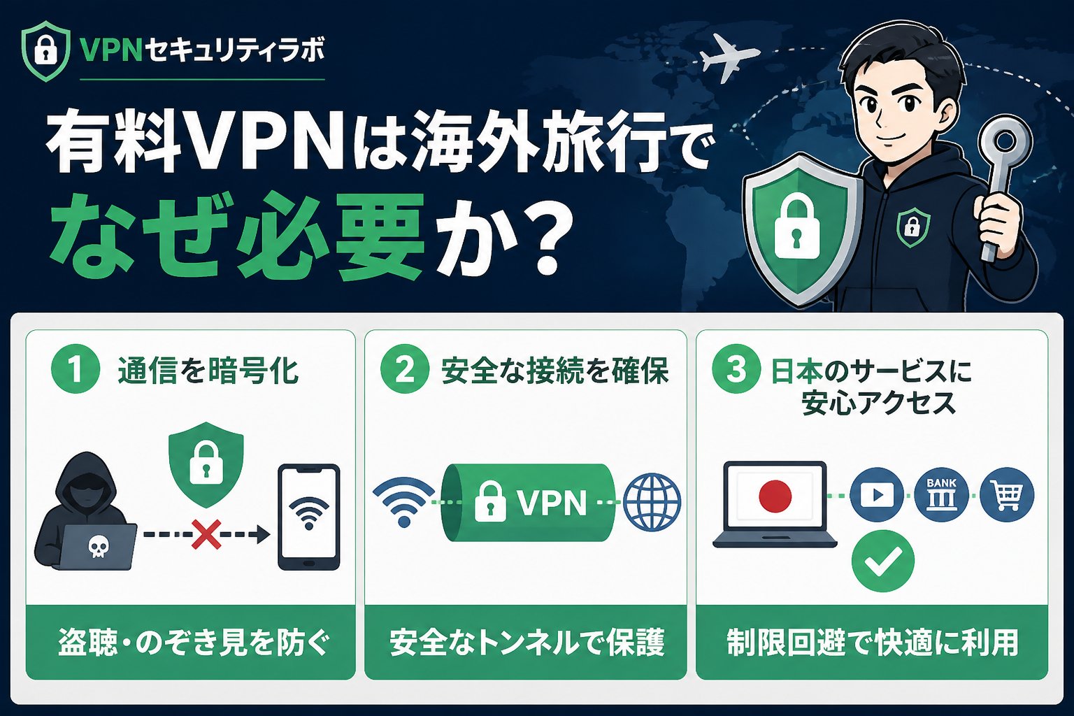 VPN比較 有料VPNは海外旅行でなぜ必要か?リスクを理解しよう