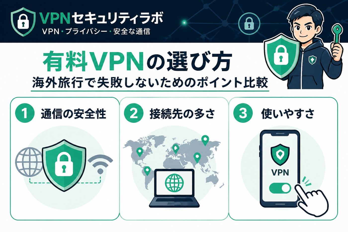 VPN比較 有料VPNの選び方:海外旅行で失敗しないためのポイント比較