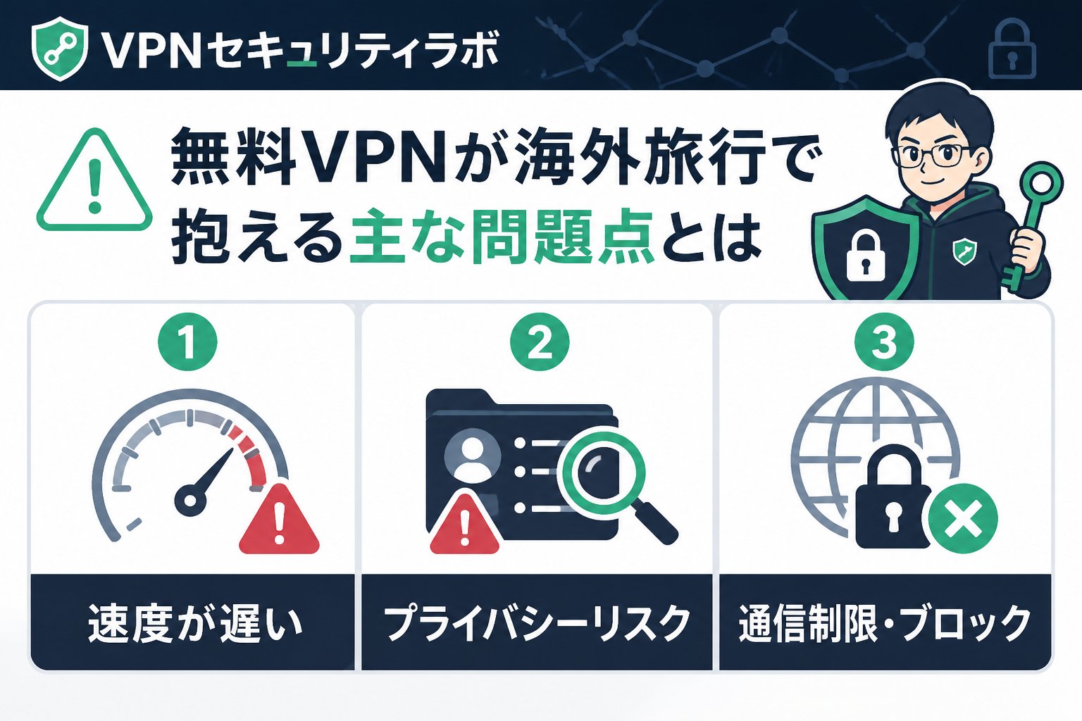 VPN比較 無料VPNが海外旅行で抱える主な問題点とは