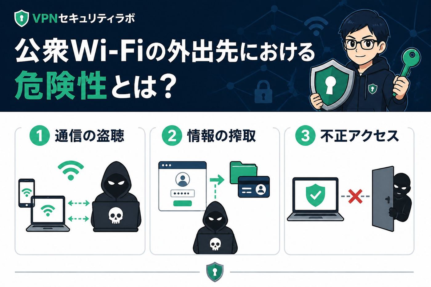 フリーWi-Fi 公衆Wi-Fiの外出先における危険性とは?具体的なリスクを理解する