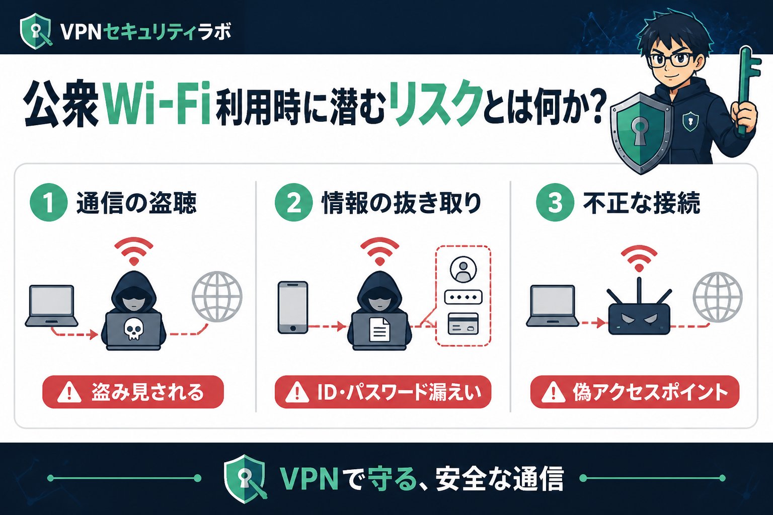 フリーWi-Fi 公衆Wi-Fi利用時に潜むリスクとは何か?