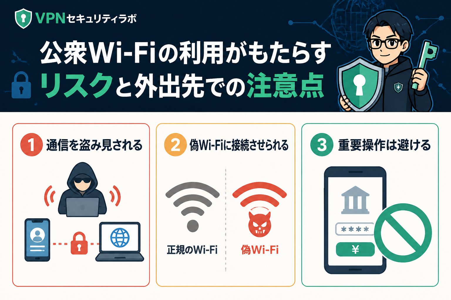 フリーWi-Fi 公衆Wi-Fiの利用がもたらすリスクと外出先での注意点