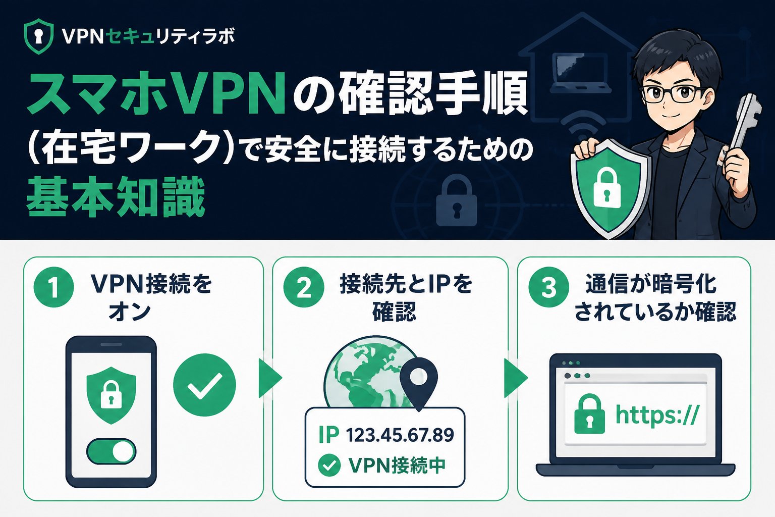 VPN比較 スマホVPNの確認手順(在宅ワーク)で安全に接続するための基本知識