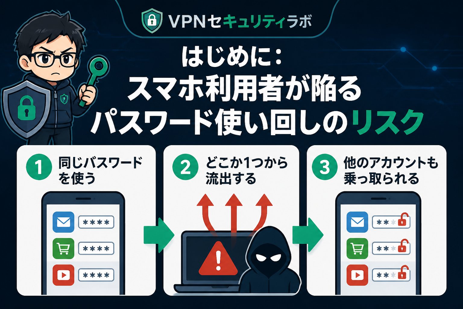 セキュリティ はじめに:スマホ利用者が陥るパスワード使い回しのリスク