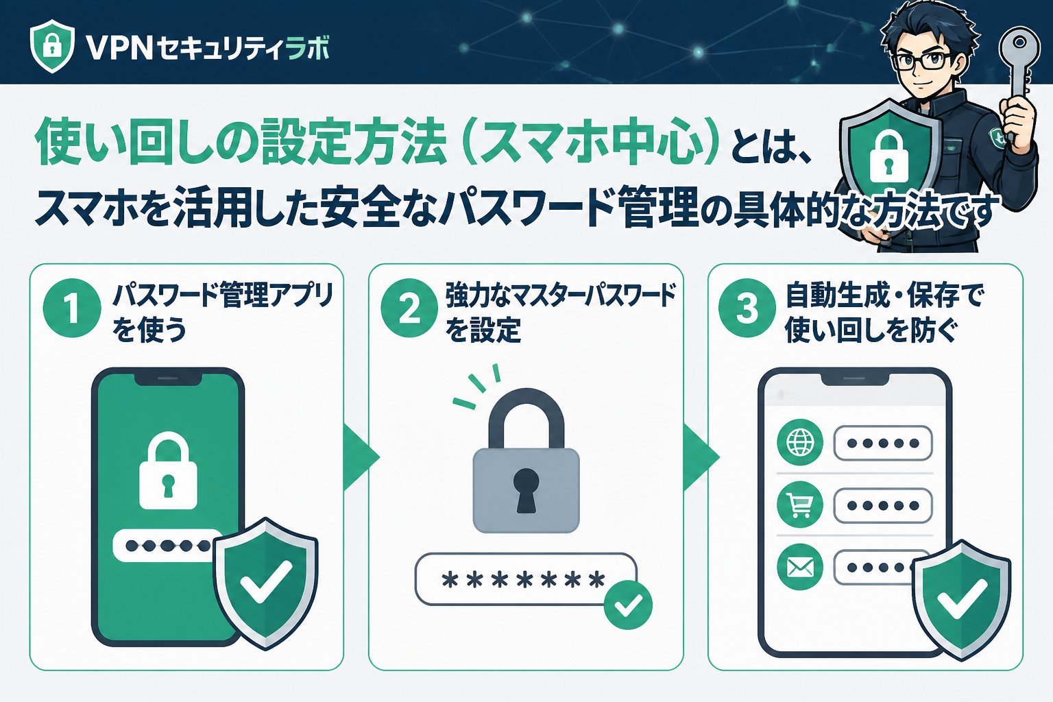 セキュリティ 使い回しの設定方法(スマホ中心)とは、スマホを活用した安全なパスワード管理の具体的な方法です