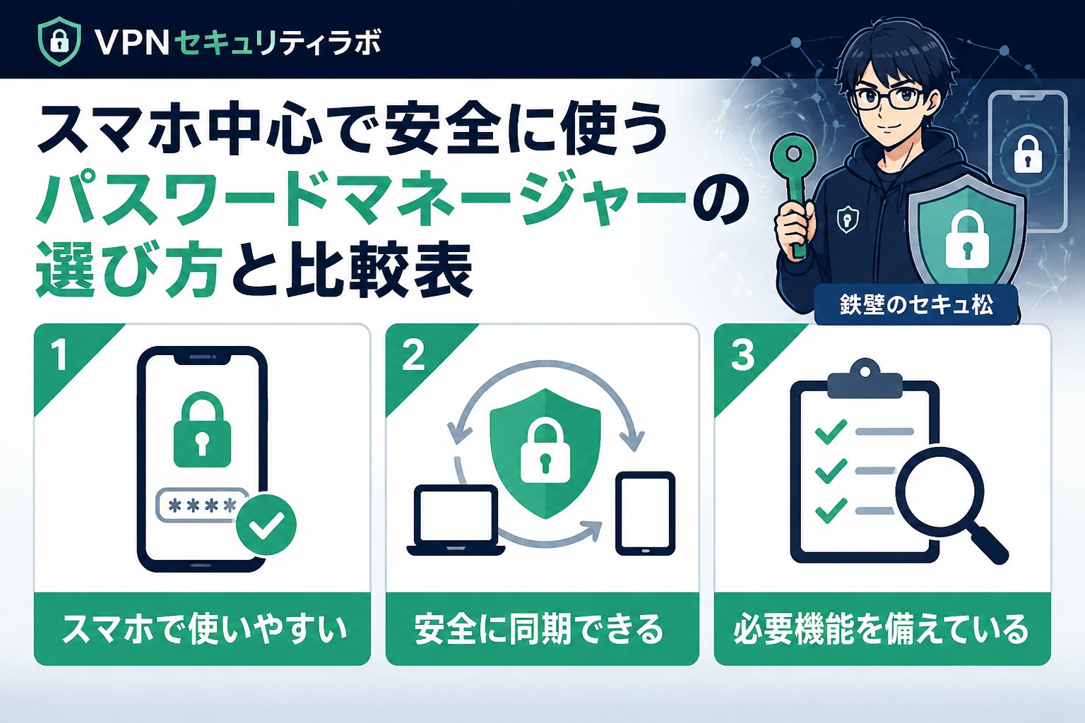 セキュリティ パスワードマネージャー、スマホ中心の設定方法を踏まえた選び方と比較表