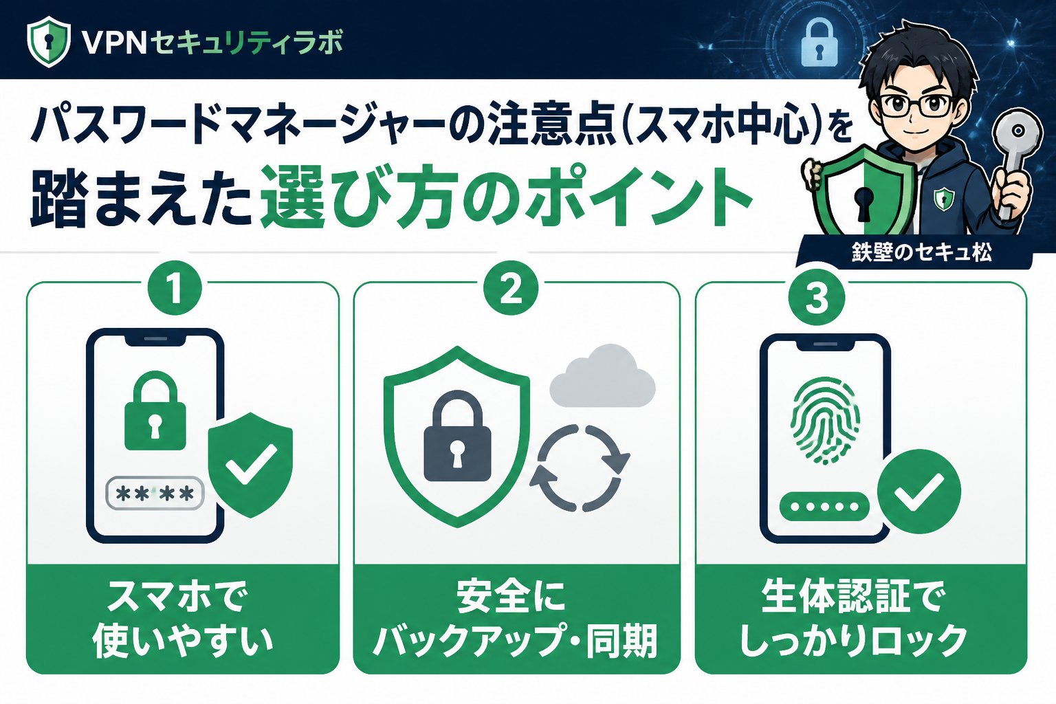 セキュリティ パスワードマネージャーの注意点(スマホ中心)を踏まえた選び方のポイント