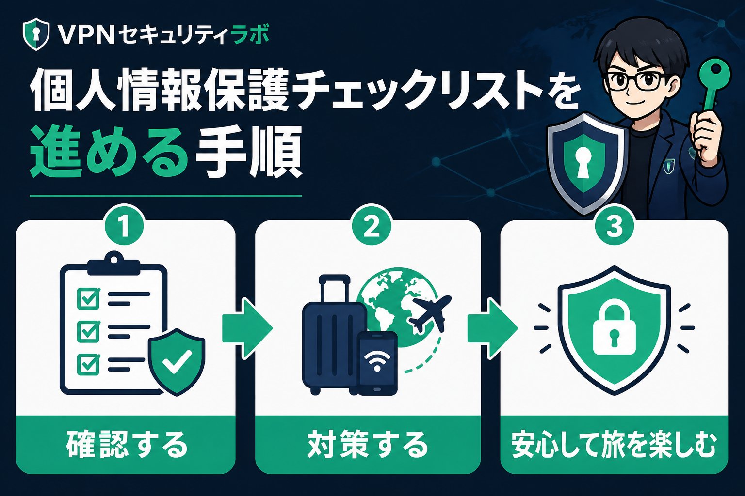 プライバシー 個人情報 保護 短期旅行 チェックリストを進める手順