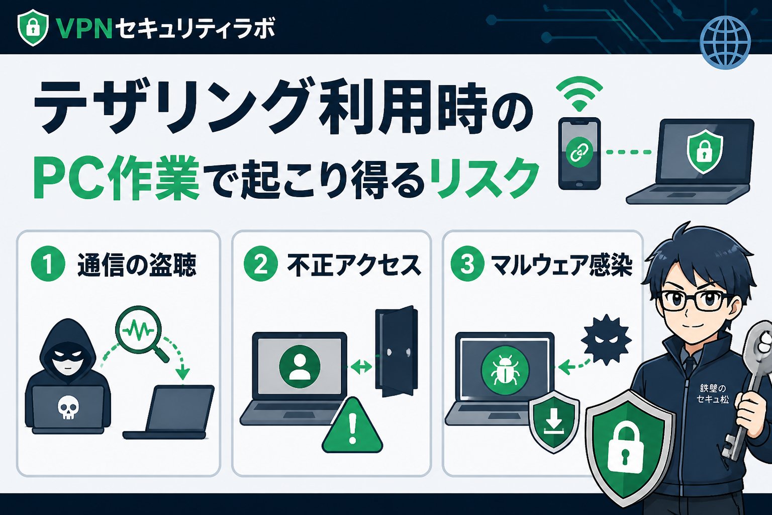 フリーWi-Fi テザリング利用時のPC作業で起こり得る具体的なリスク
