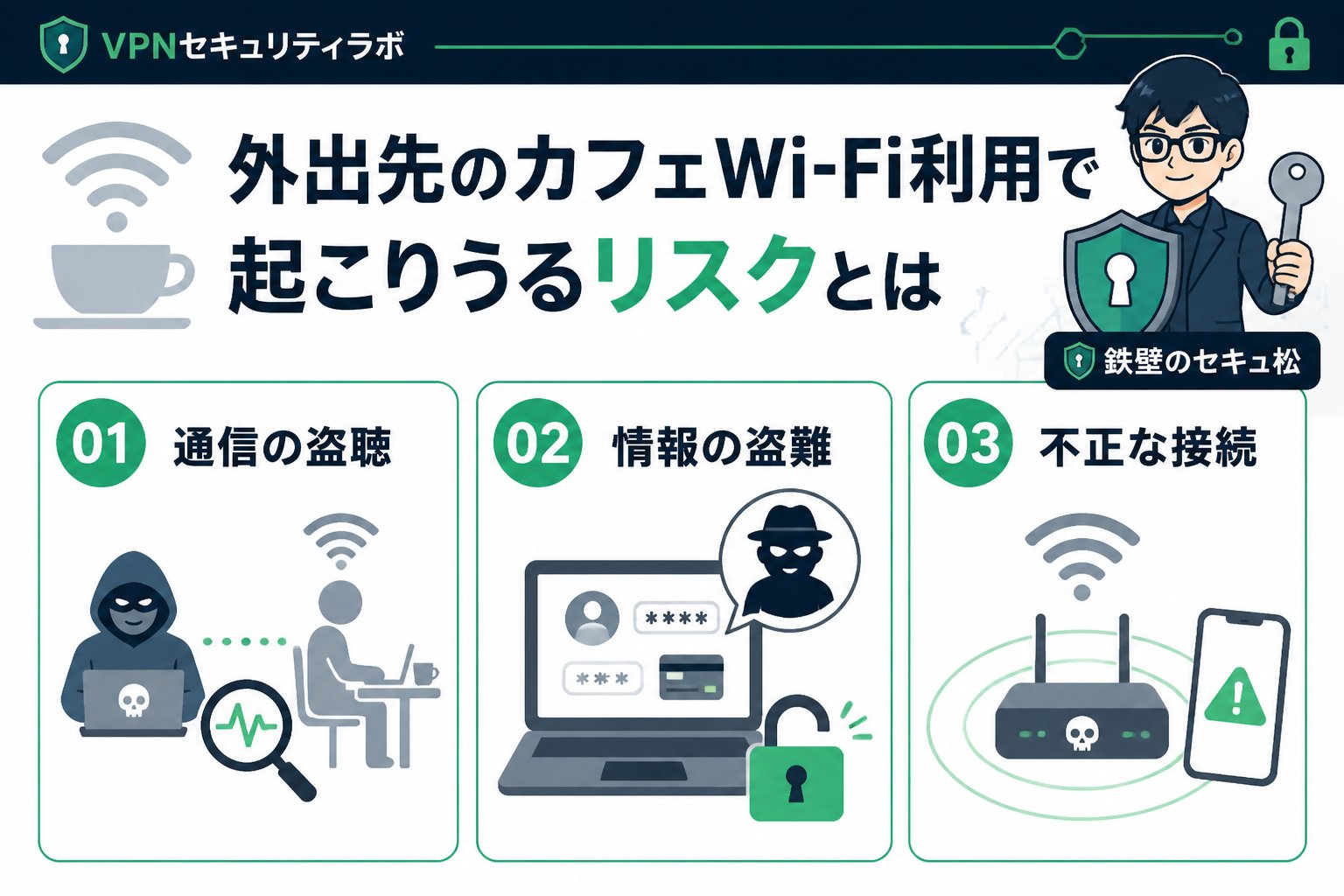 フリーWi-Fi 外出先のカフェWi-Fi利用で起こりうるリスクとは