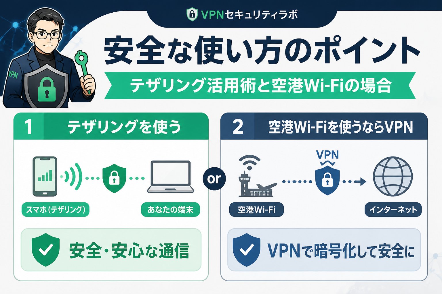 フリーWi-Fi 安全な使い方のポイント:テザリング活用術と空港Wi-Fiの場合