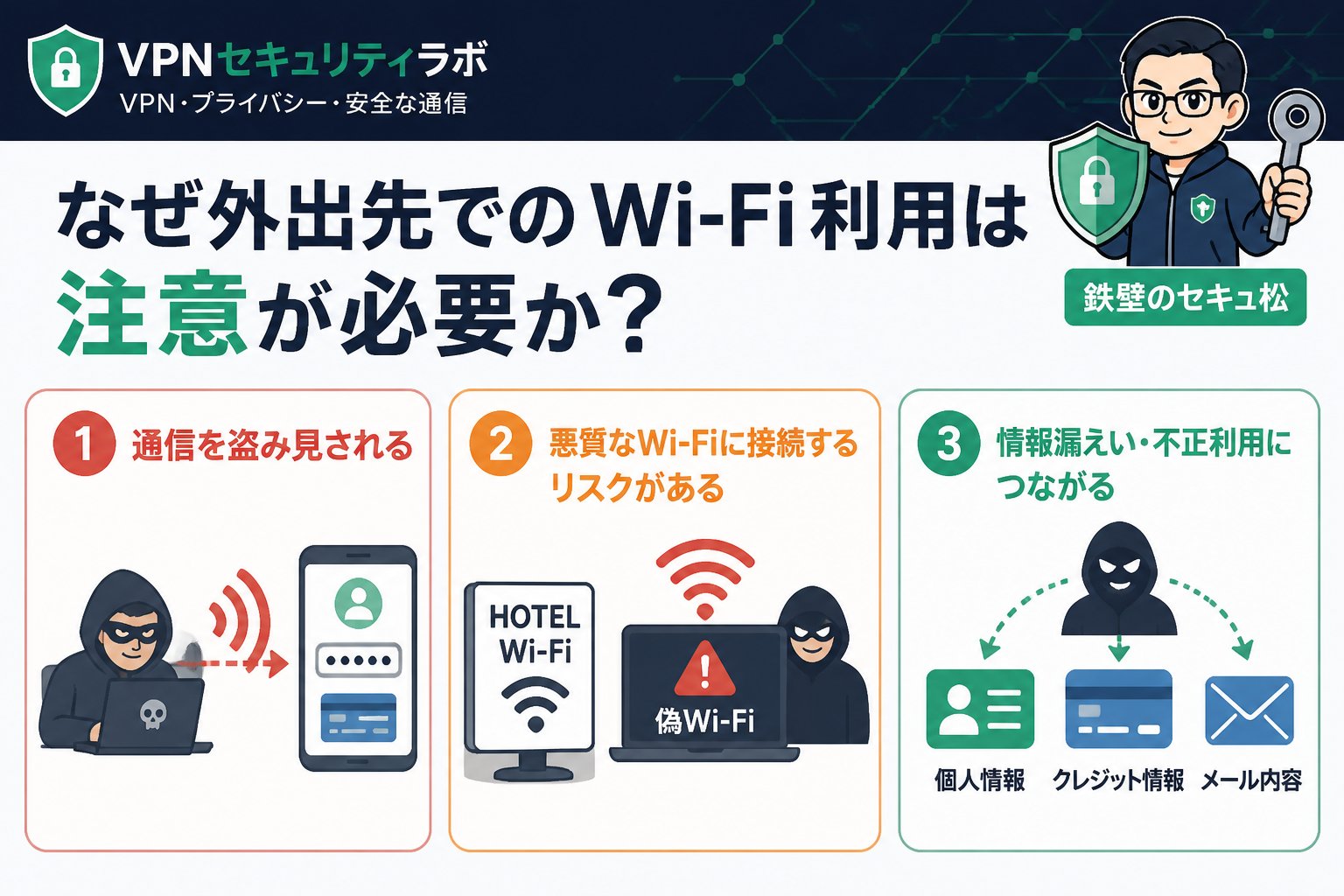 フリーWi-Fi なぜ外出先でのWi-Fi利用は注意が必要か?
