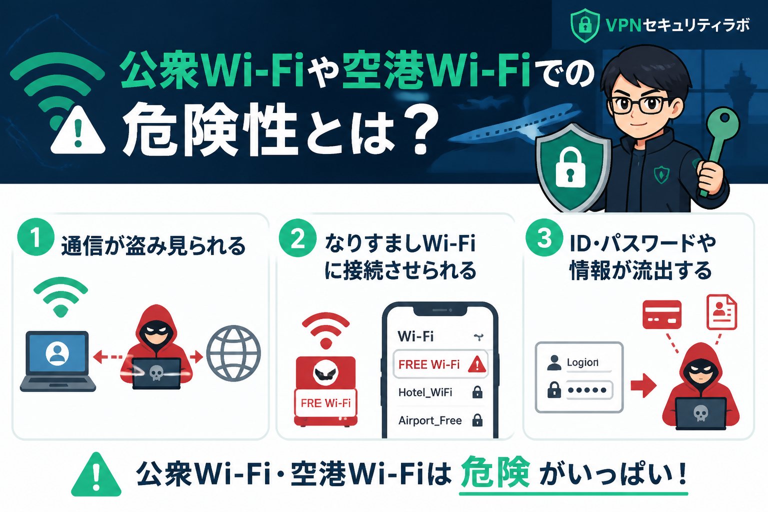 フリーWi-Fi 公衆Wi-Fiや空港Wi-Fiでの危険性とは?