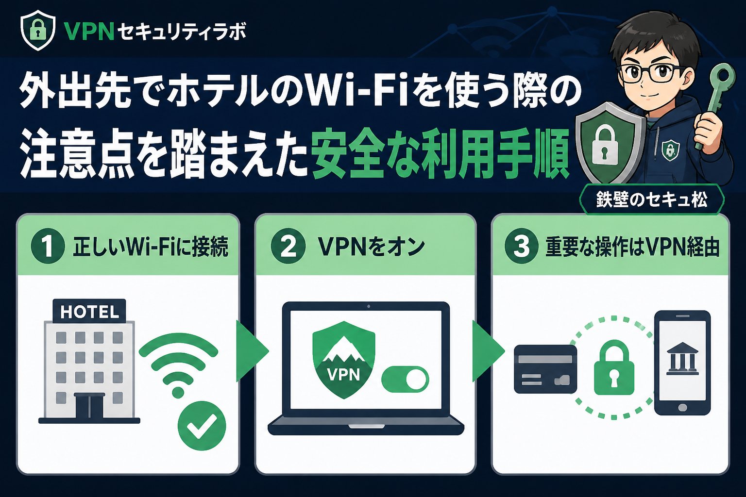フリーWi-Fi ホテルWi-Fiの注意点(外出先)を踏まえた安全な利用手順