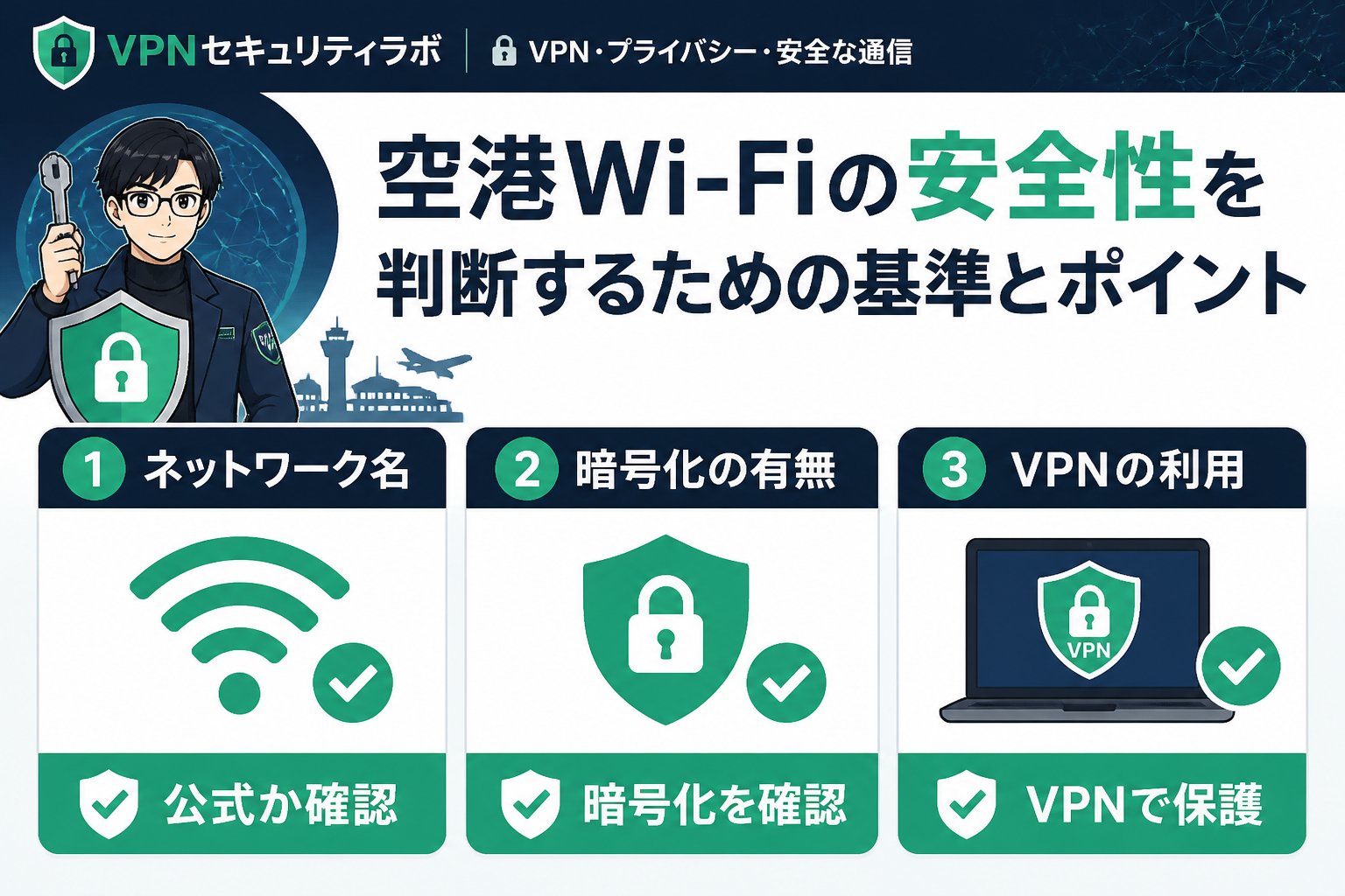 フリーWi-Fi 空港Wi-Fiの安全性を判断するための基準とポイント
