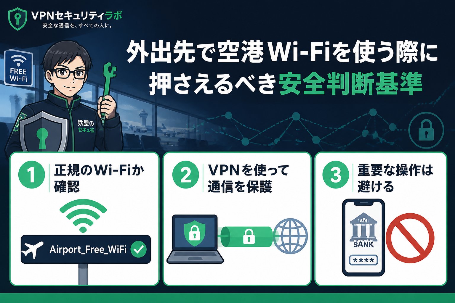 フリーWi-Fi 外出先で空港Wi-Fiを使う際に押さえるべき安全判断基準