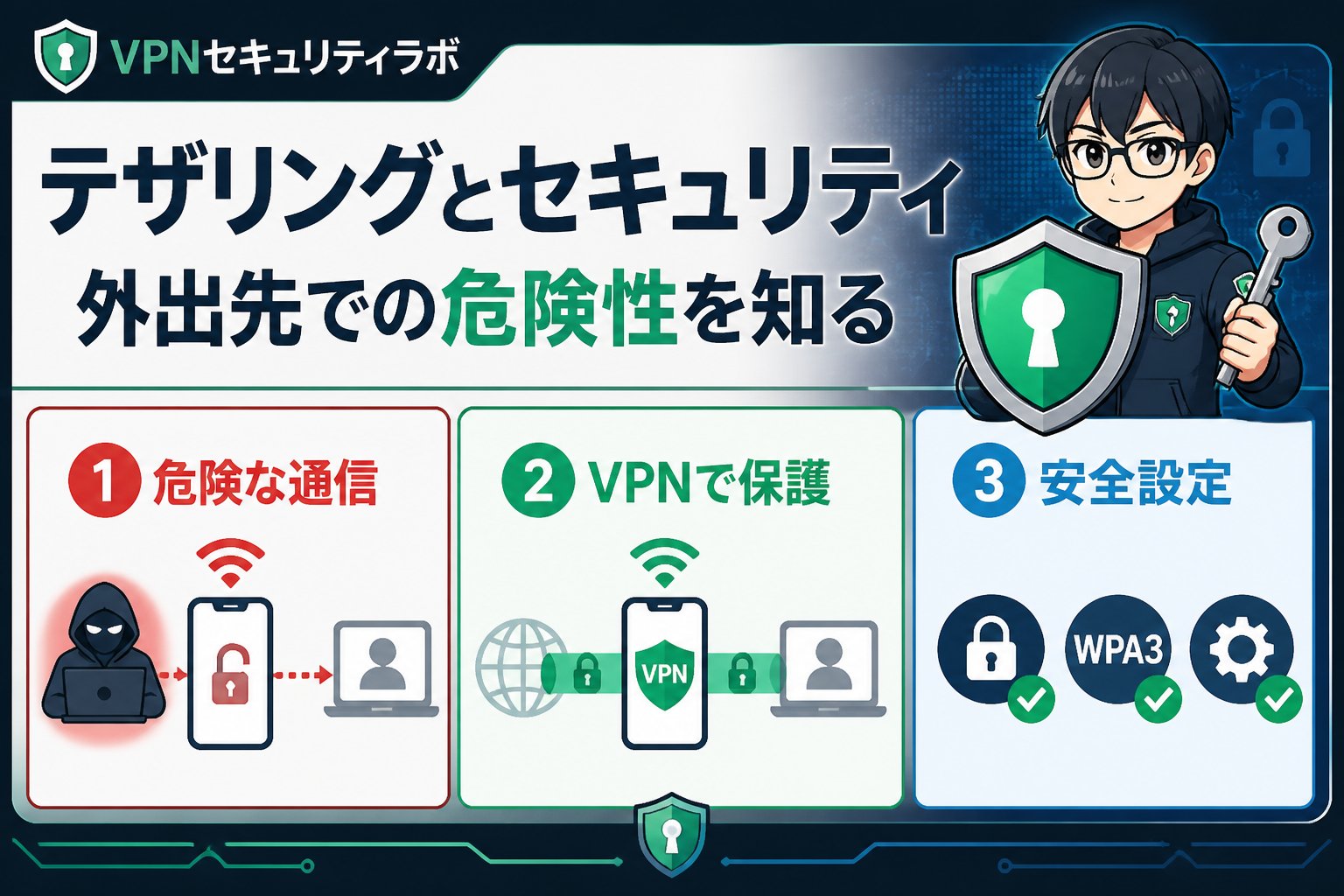 フリーWi-Fi テザリングとセキュリティ、外出先での危険性を知る